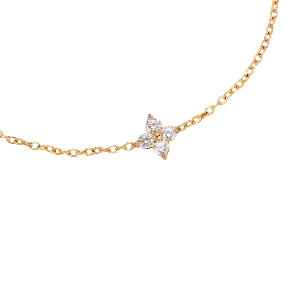 Edelstahl Armband 17cm elegant Zirkonia Kleeblatt 