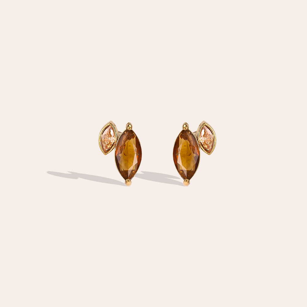 Edelstahl Ohrringe 6*10mm brauner Zirkonia