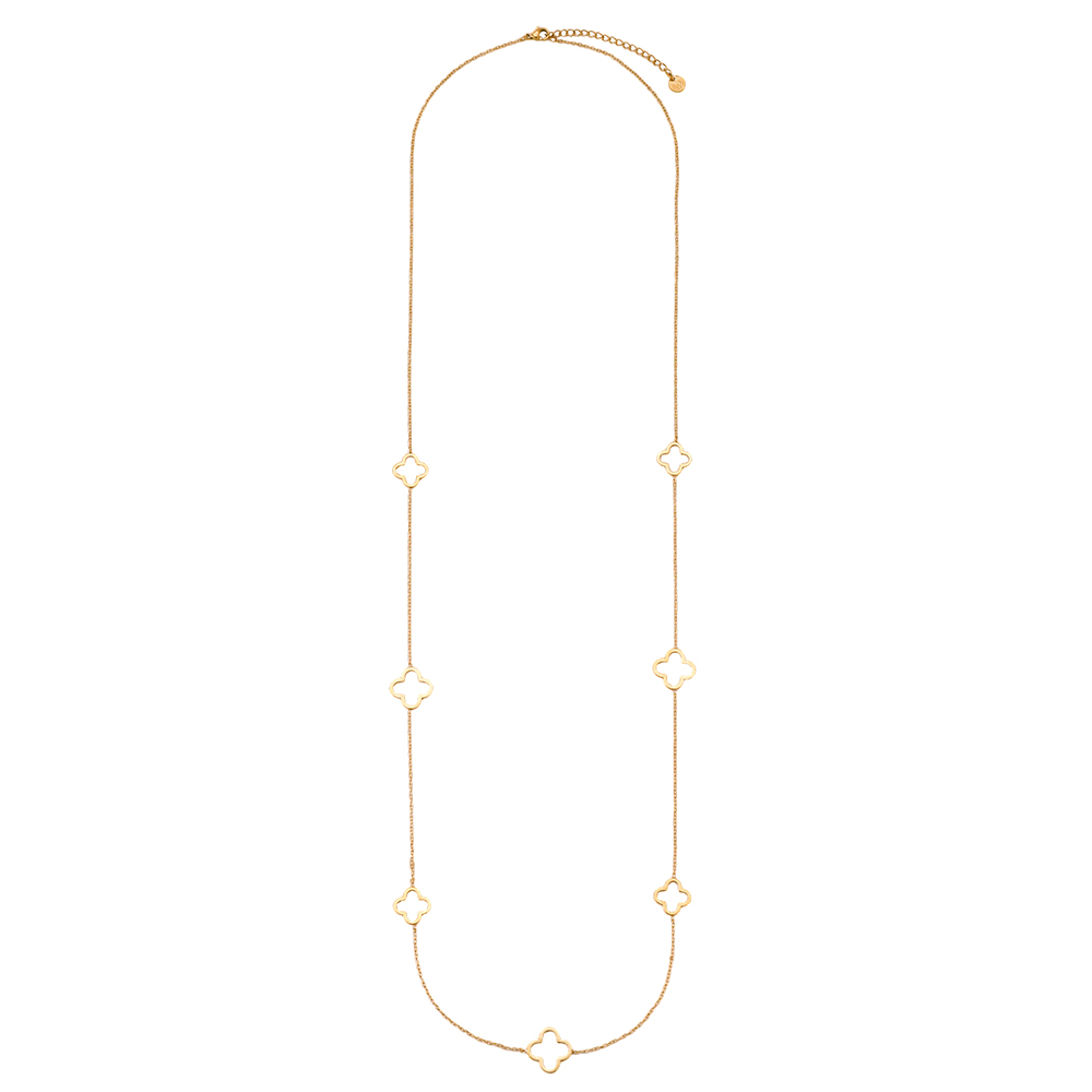 Edelstahl Halskette 80cm einige schlichtes Kleeblatt  