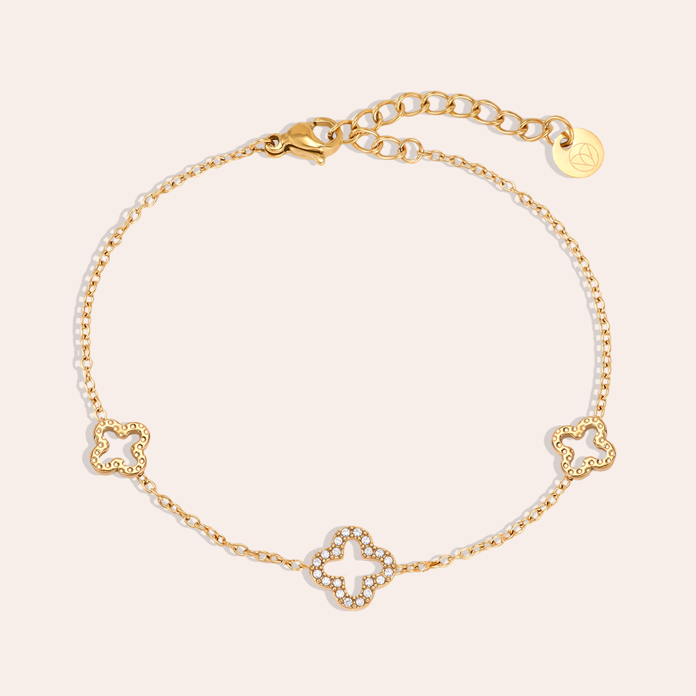 Edelstahl Armband 17cm drei Kleeblatt