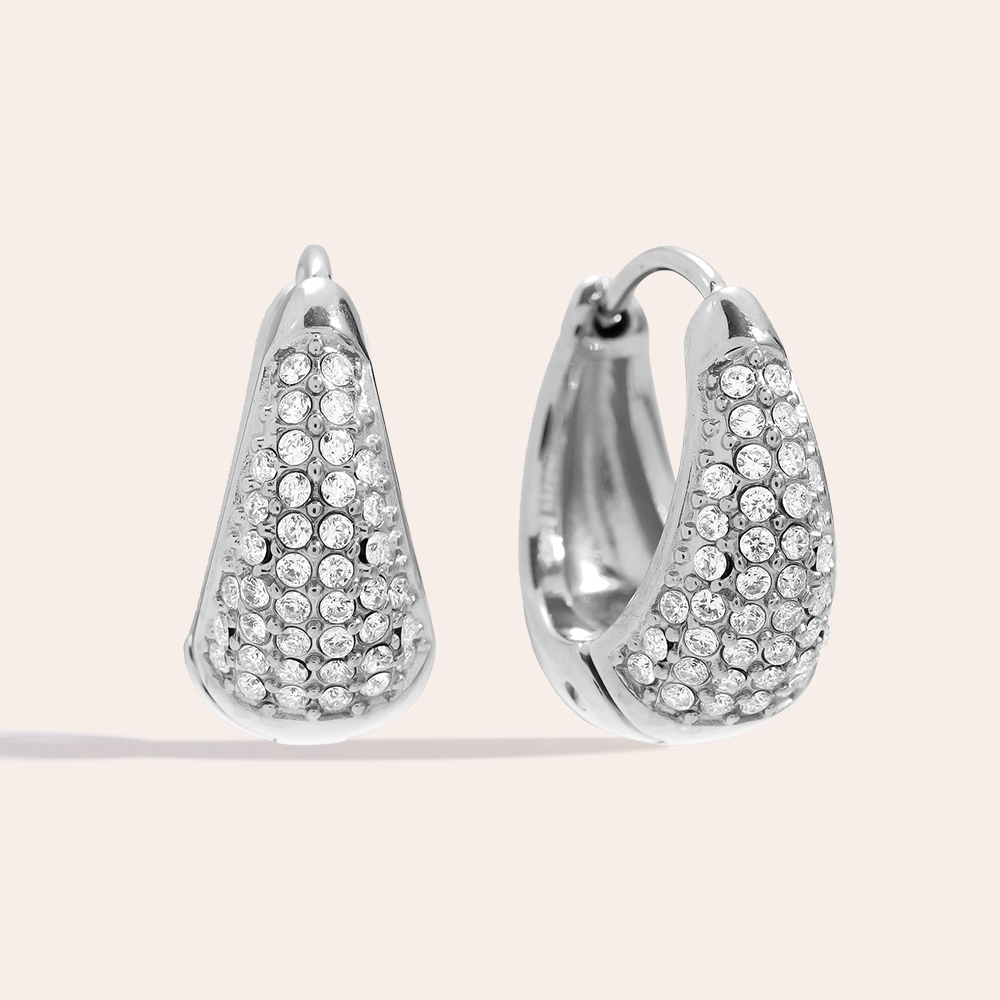 Edelstahl Ohrringe 10mm Diamond Drop Hoop