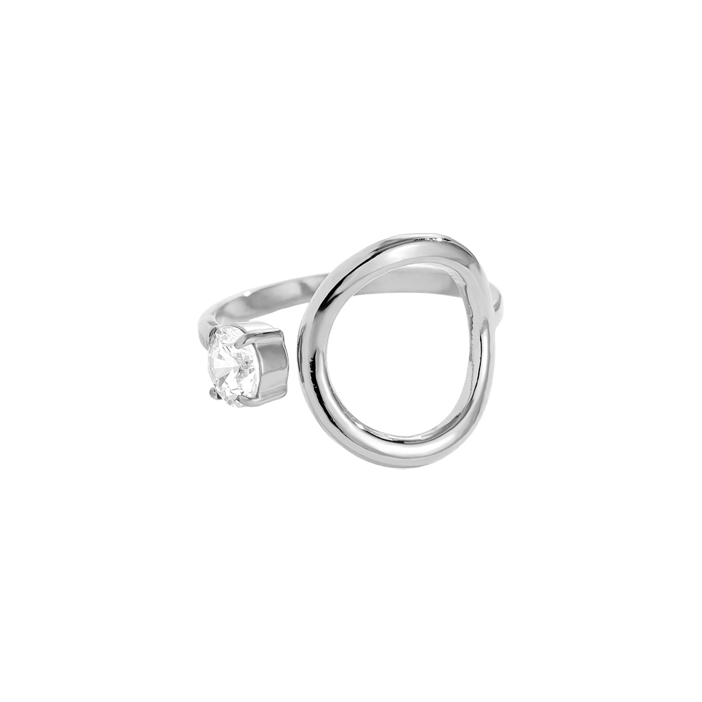 Edelstahl Ring Verstellbarer Kreis mit Zirkonia    