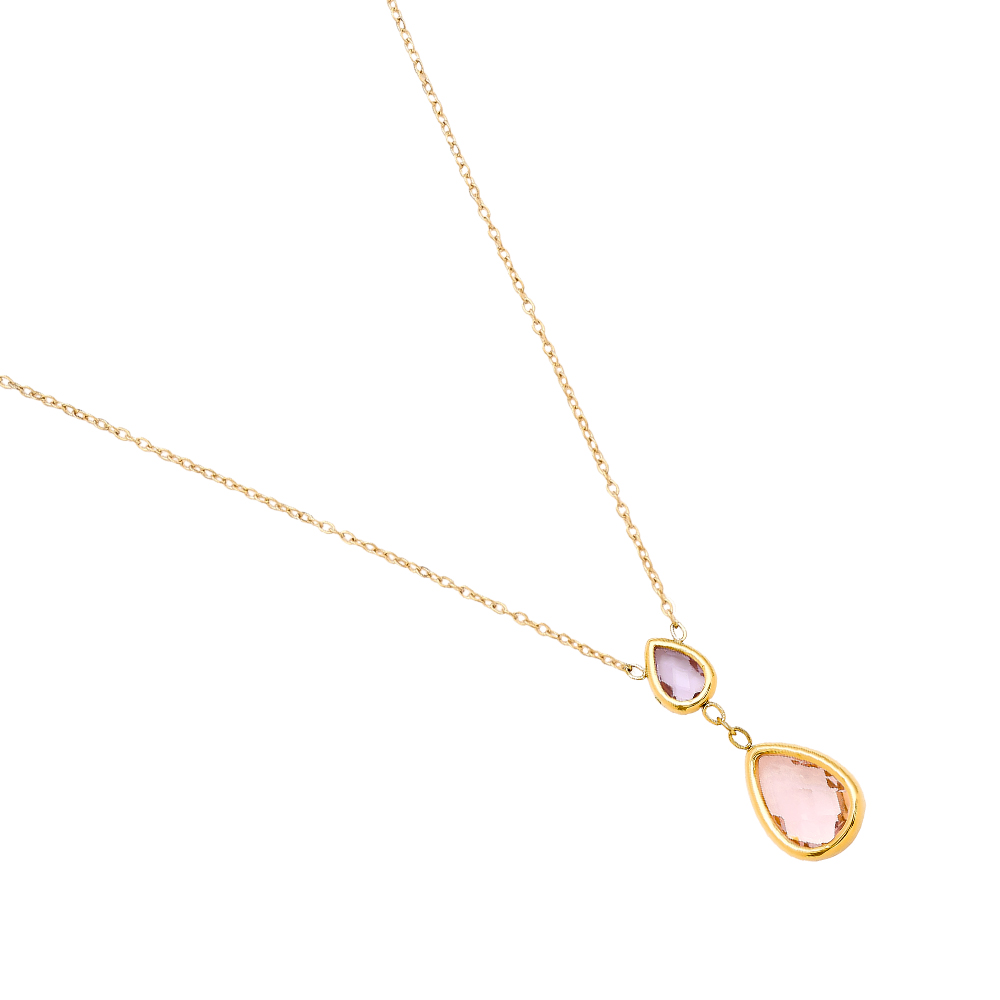 Edelstahl Halskette 40cm Pink And Blue Diamond