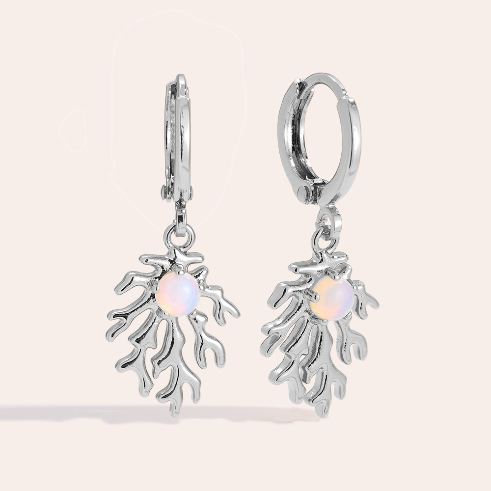 Vergoldete Ohrringe 3.1cm Coral And Natural Stone