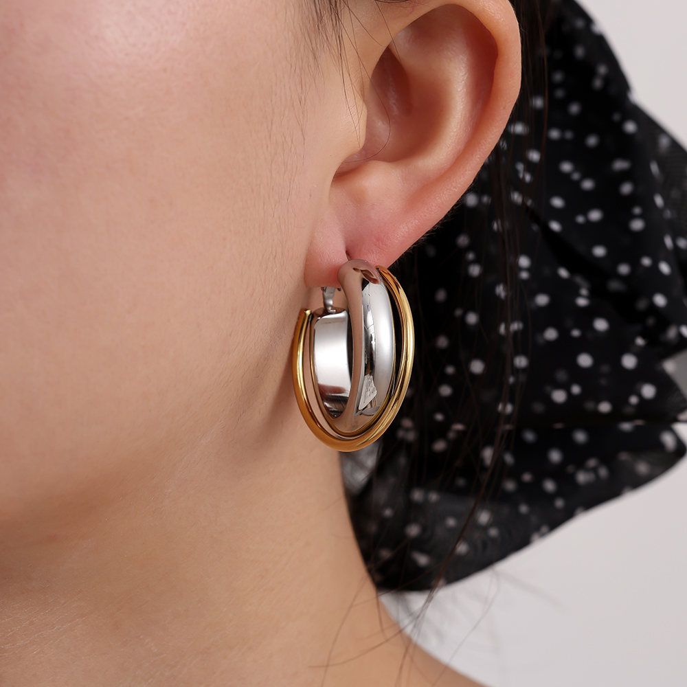 Edelstahl Ohrringe 3.5cm Hoop