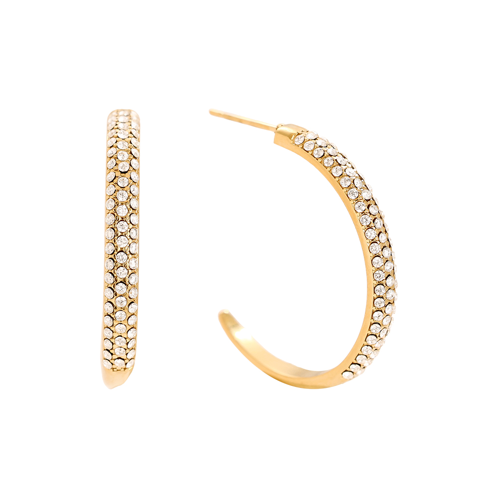 Edelstahl Ohrringe 24mm Half Diamond Hoop