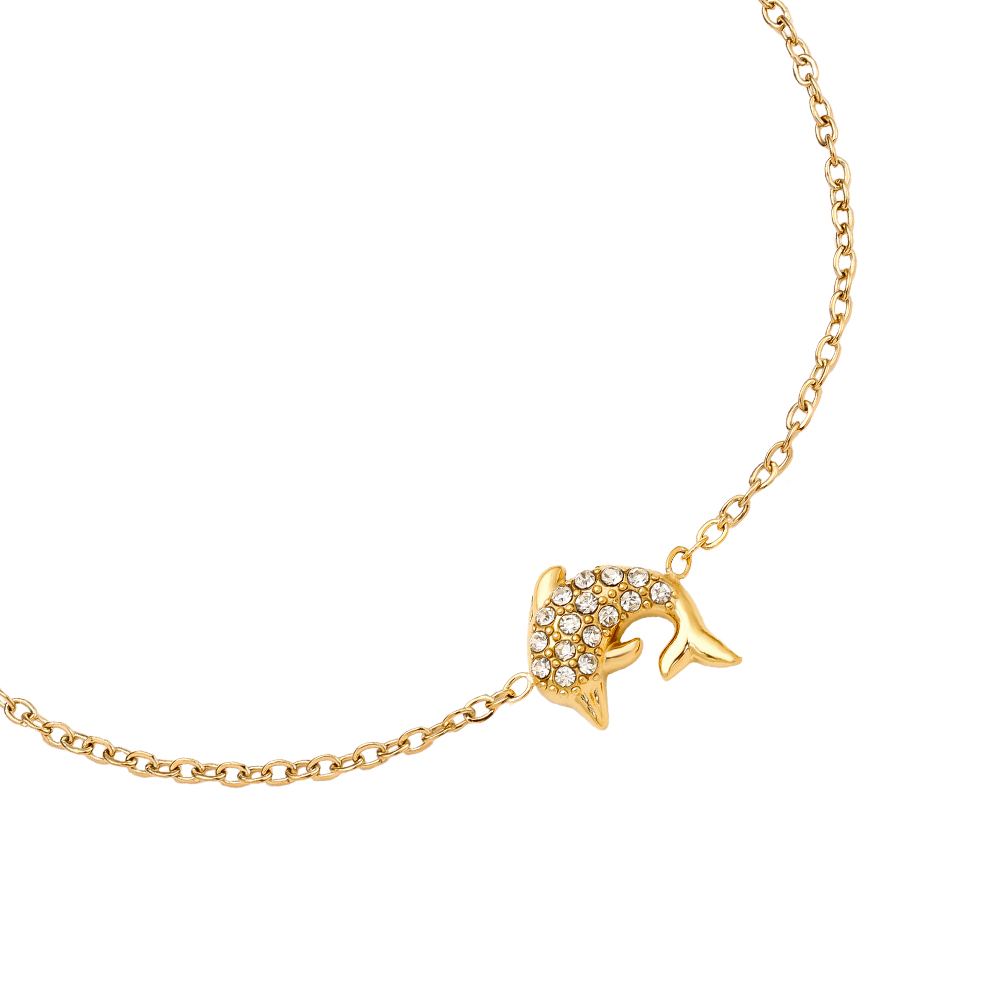 Edelstahl Armkette 17cm Diamond Dolphin