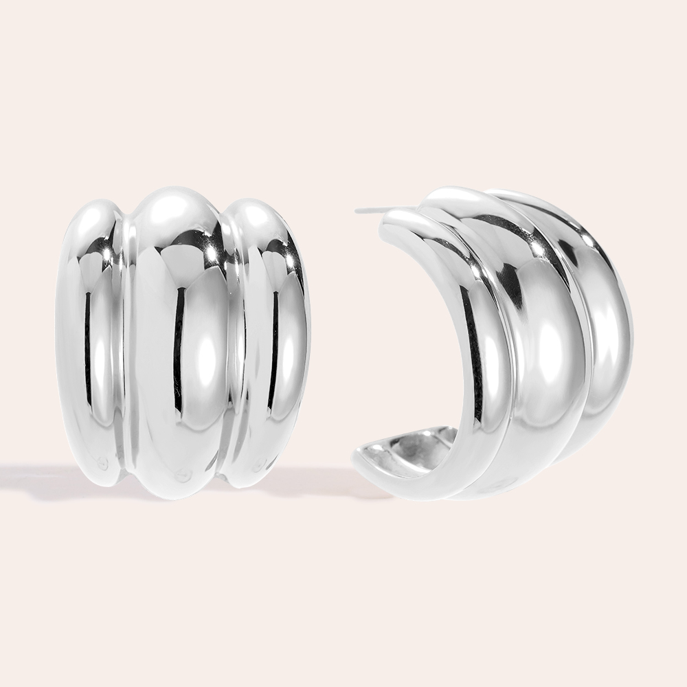 Edelstahl Ohrringe 31mm Three Line Hoop