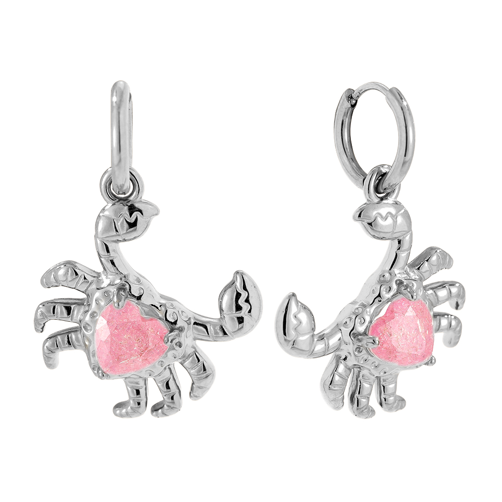 Edelstahl Ohrringe 3.3cm Crab And Diamond
