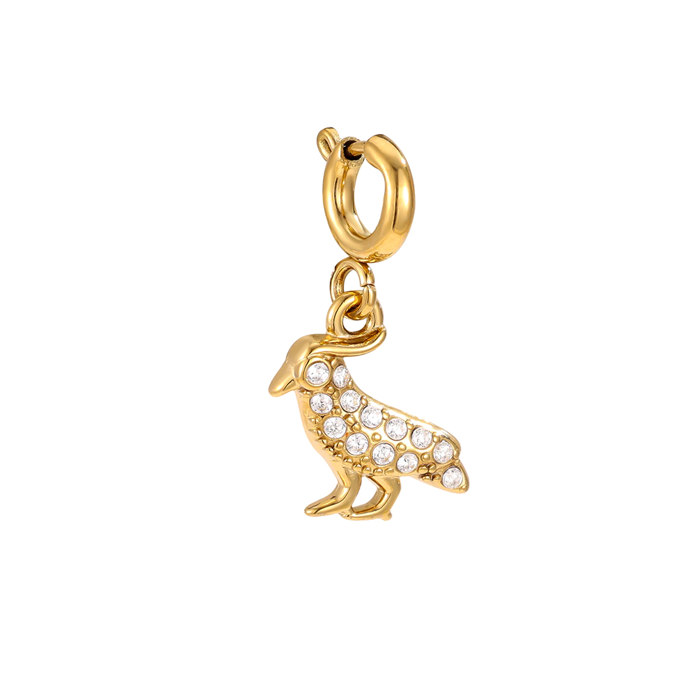 19mm Zirkonia Vogel mit Federverschluss Edelstahl Pendant Kopie