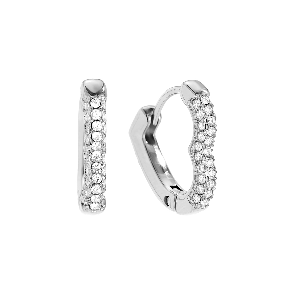 Edelstahl Ohrringe 15mm Diamond Heart Hoop