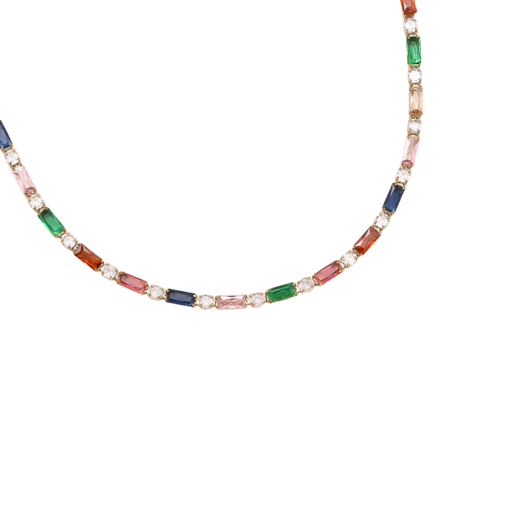 Edelstahl Halskette 40cm Multi Color Diamond