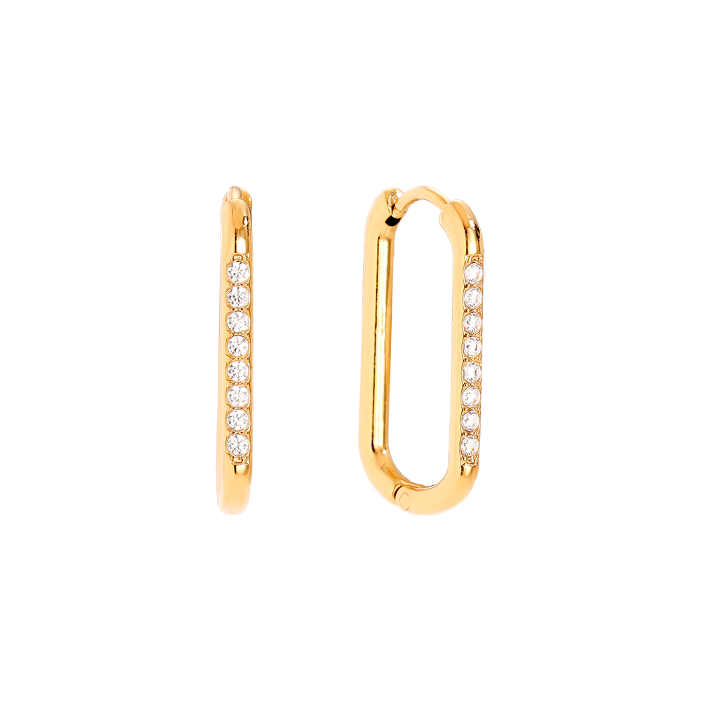 Edelstahl Ohrringe 2cm Simple Diamond Hoop