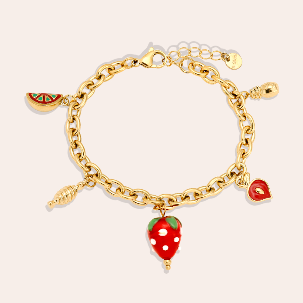Edelstahl Armband 18cm Strawberry Heart