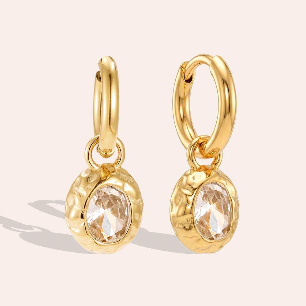 Edelstahl Ohrringe 28mm Vintage Zirkonia