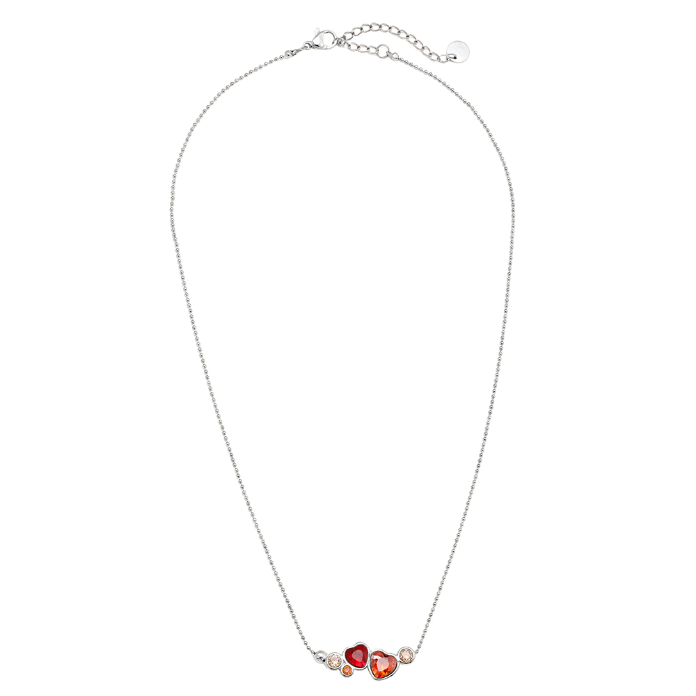 Edelstahl Halskette 40cm Diamond Red Heart