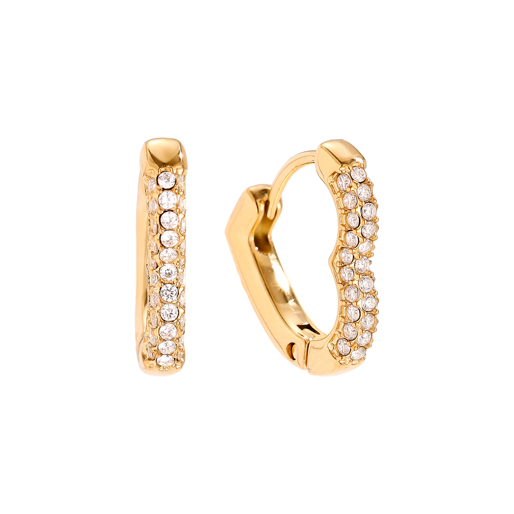 Edelstahl Ohrringe 15mm Diamond Heart Hoop