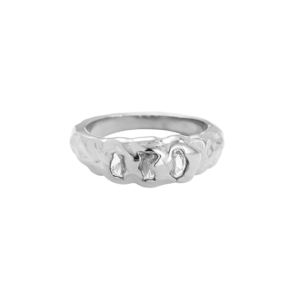 Edelstahl Ring Three Diamonds