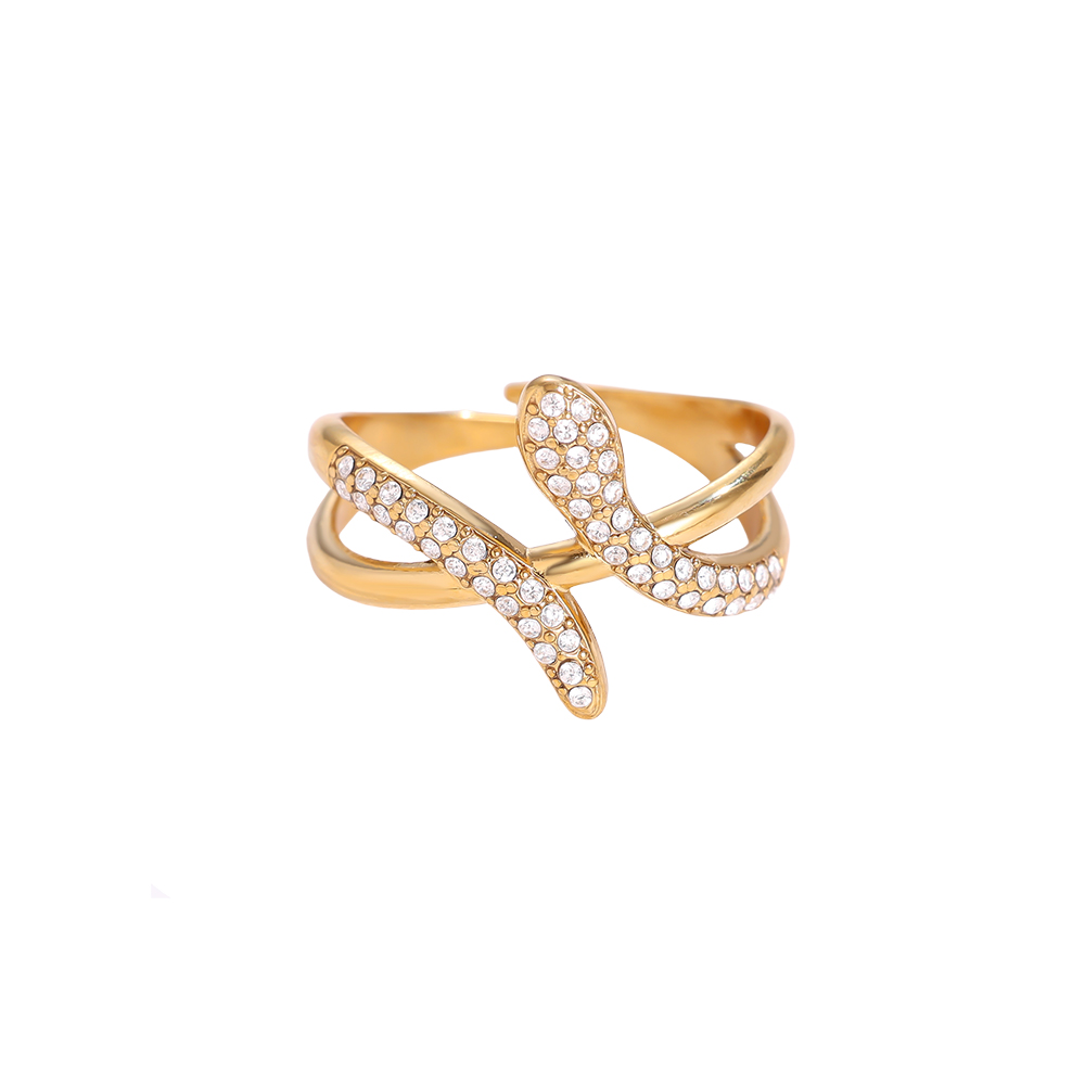 Edelstahl Ring Verstellbarer Schlangenring mit Zirkonia