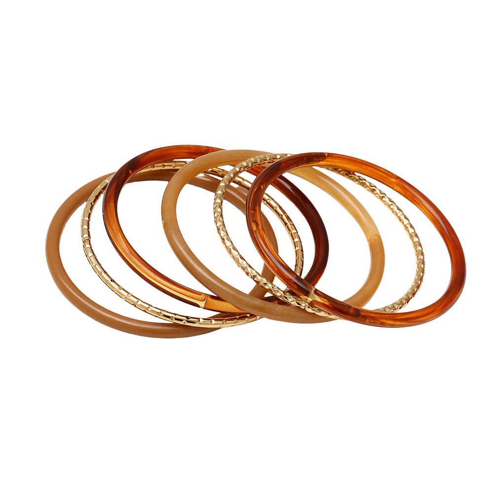 Edelstahl Armreif Set 6.5cm Width 6er Resin 