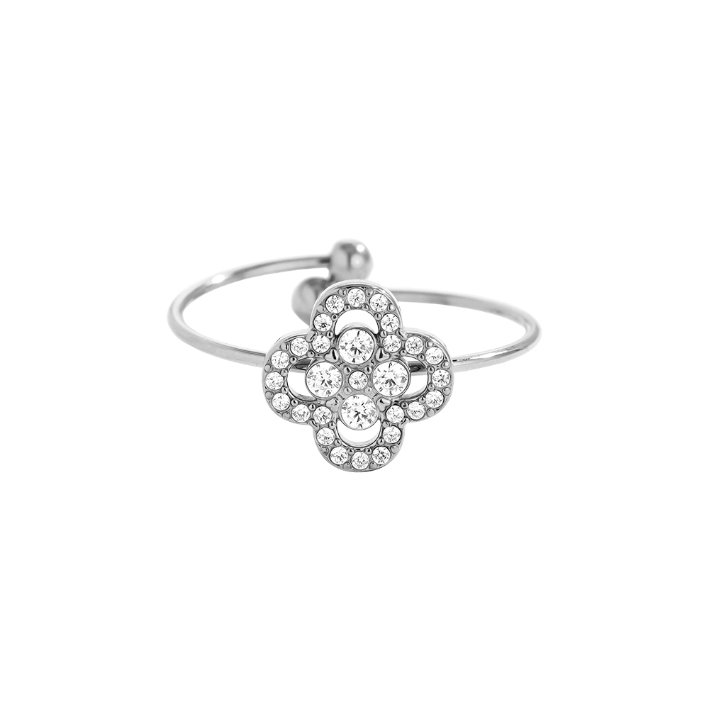 Edelstahl Ring Diamond Lucky Flower
