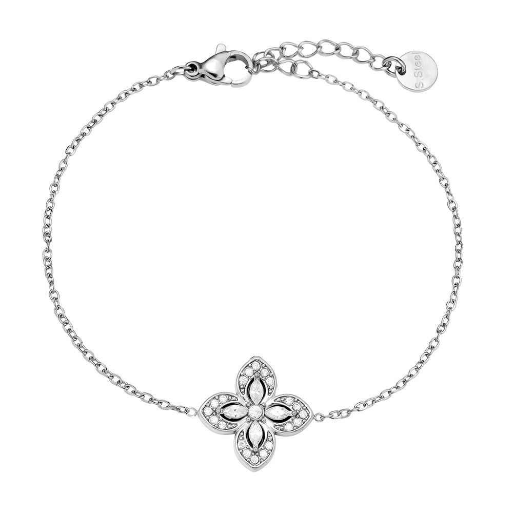 Edelstahl Armkette 16cm Fancy Diamond Flower