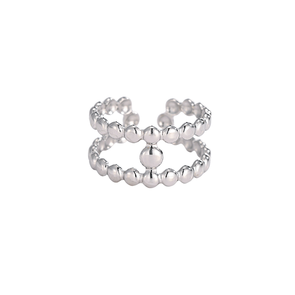 Edelstahl Ring Verstellbar klein Doppelreihe Kugel