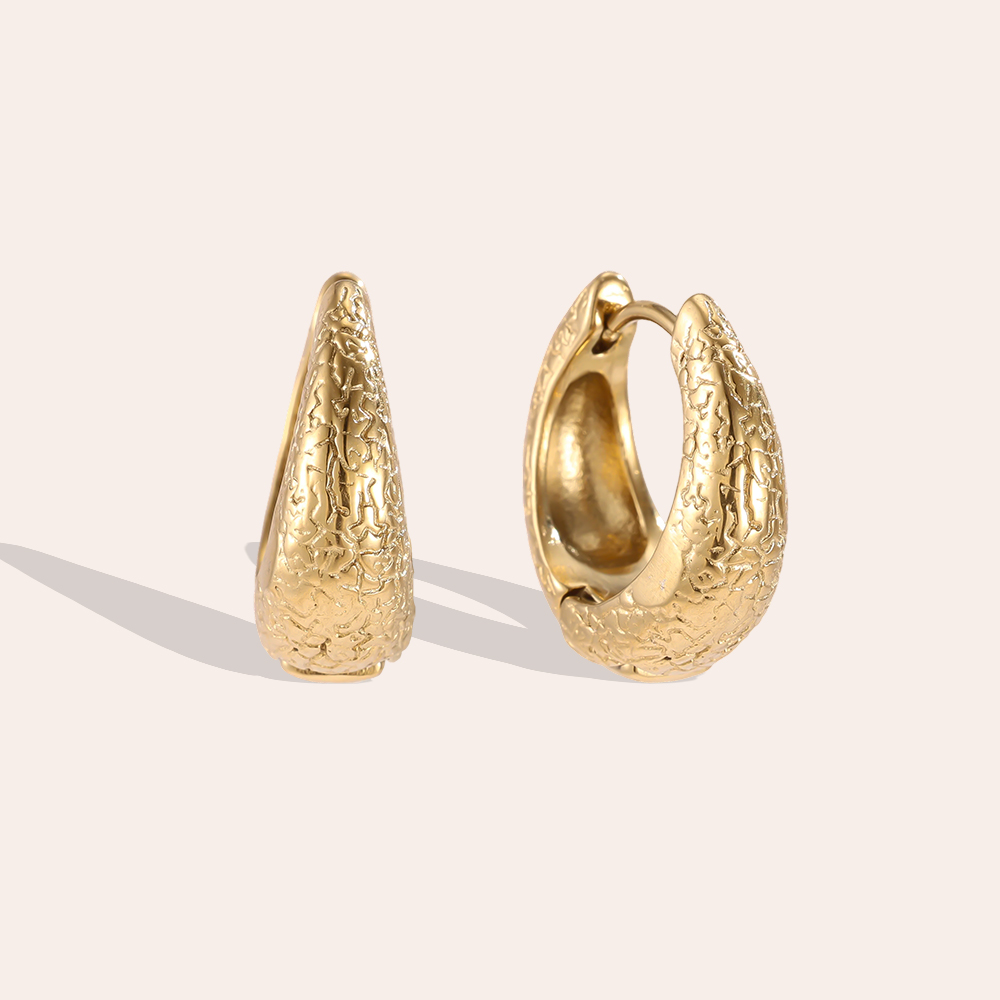 Edelstahl Ohrringe 20mm Strukturiert goldene Creolen  