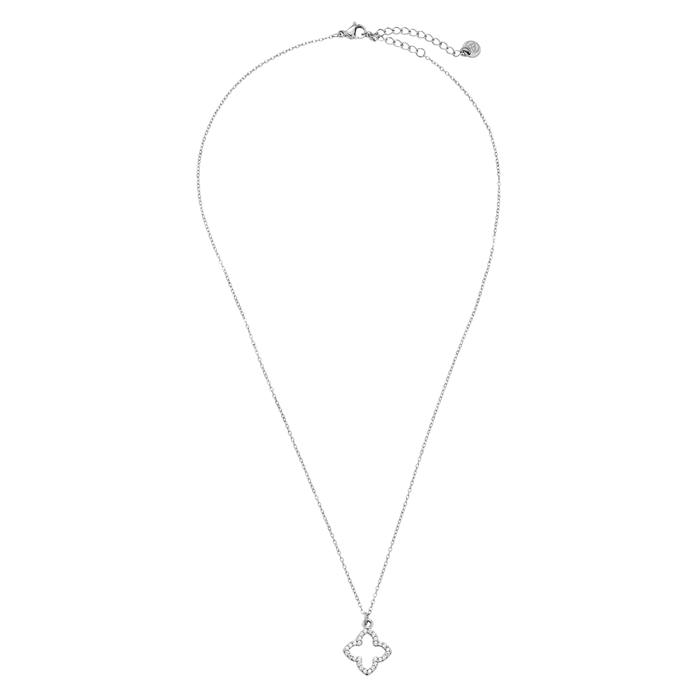 Edelstahl Halskette 40cm Classic Diamond Lucky Flower