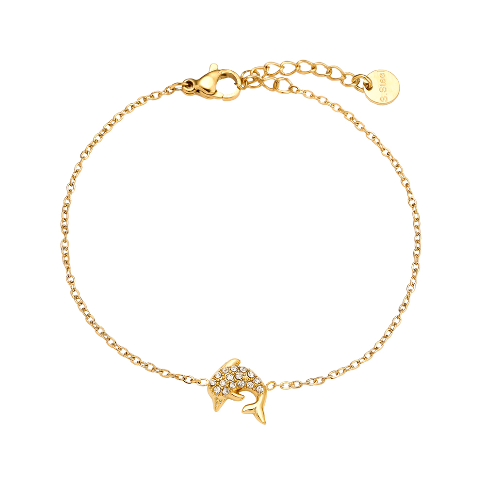 Edelstahl Armkette 17cm Diamond Dolphin