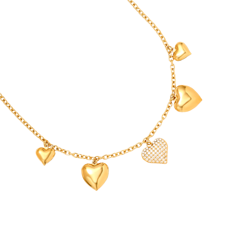 Edelstahl Halskette 45cm Many Great Hearts
