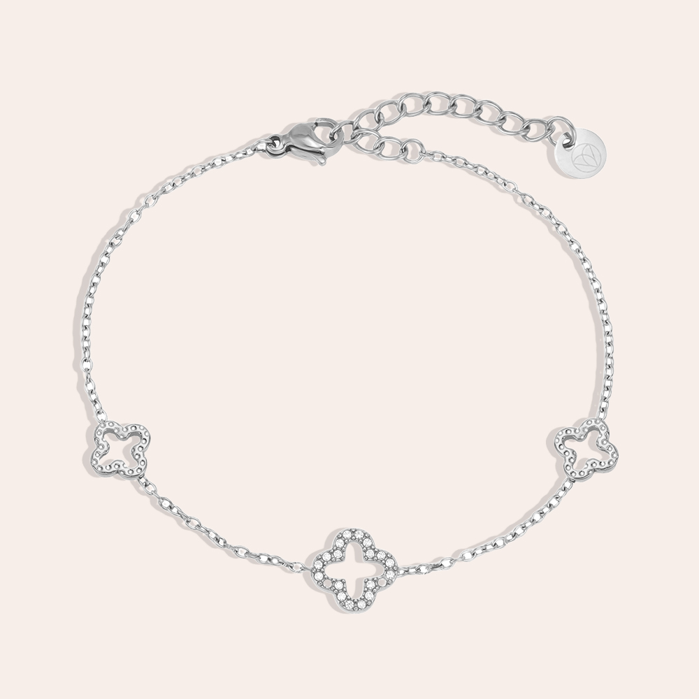 Edelstahl Armband 17cm drei Kleeblatt