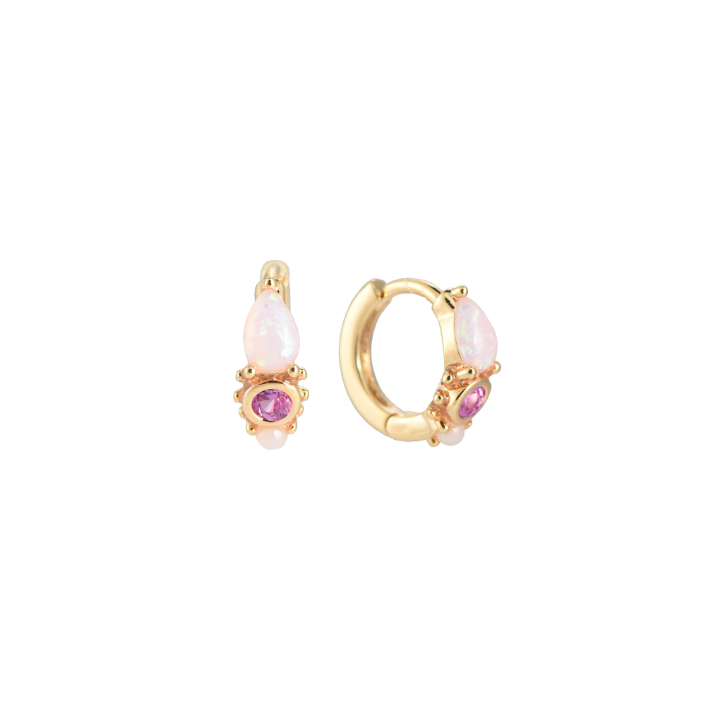 Vergoldete Ohrringe Opal Colorful Hoop