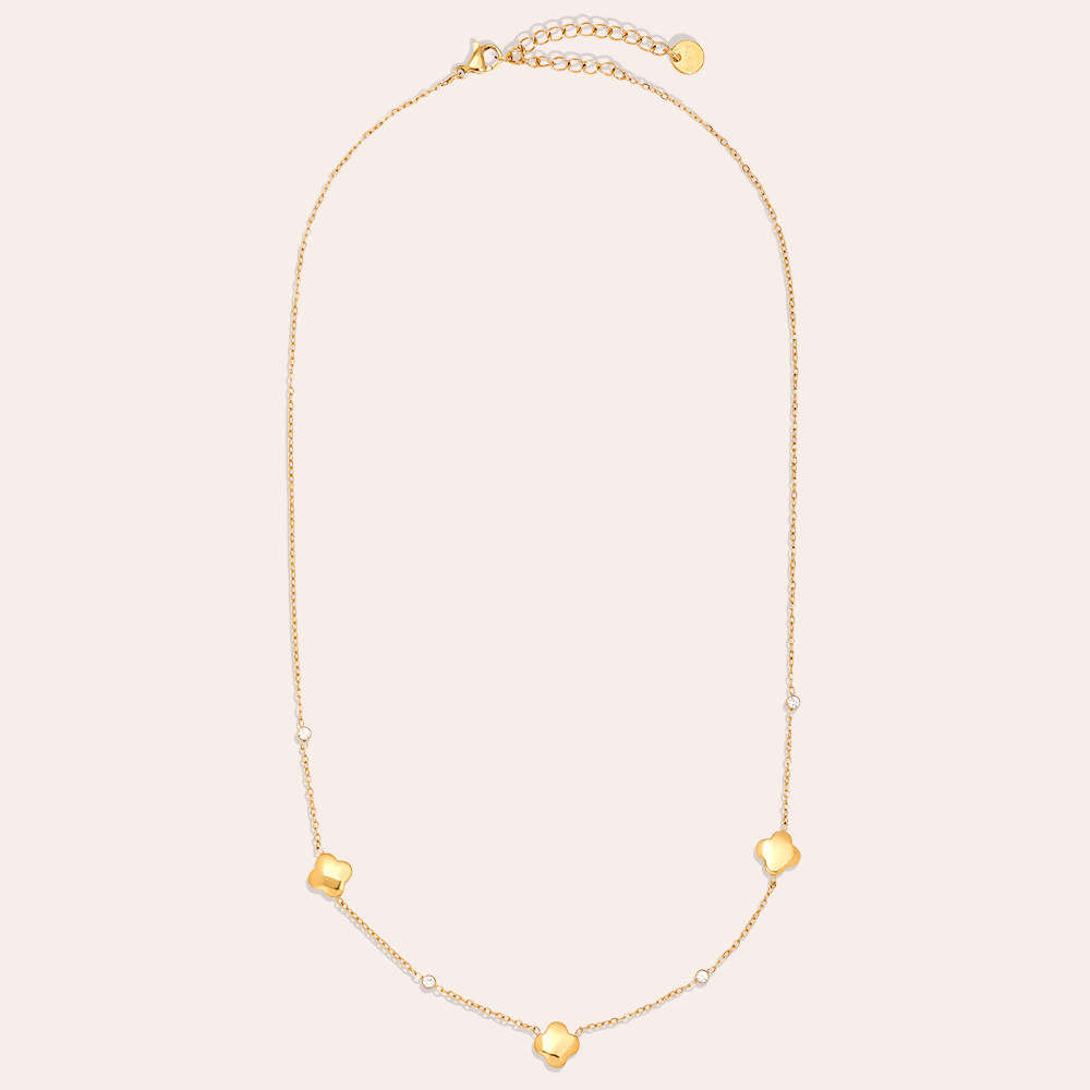 Edelstahl Halskette 39cm Luckly Flower Plate