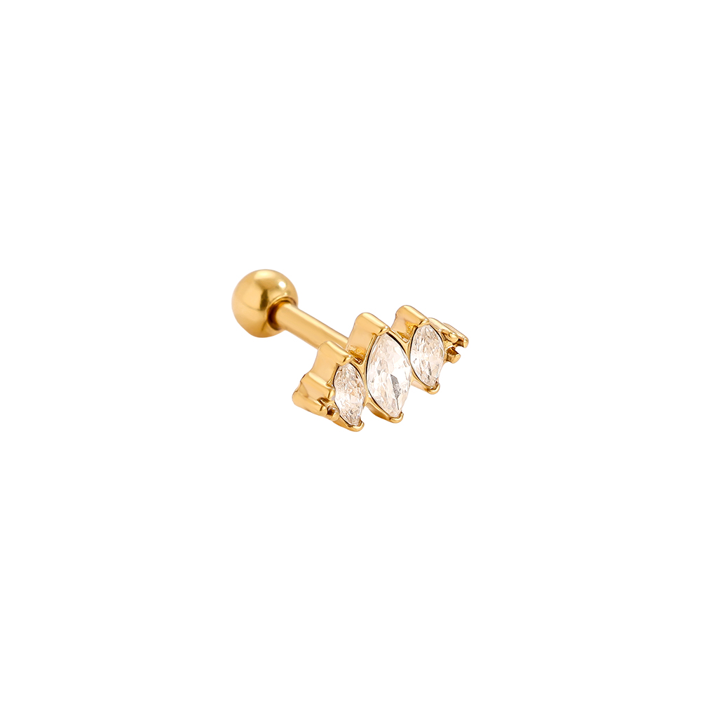 Edelstahl Piercing 8mm Three Diamond Eye