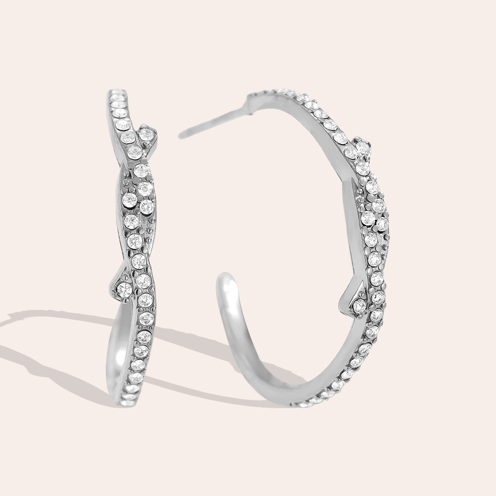 Edelstahl Ohrringe 2cm Nice Meet Diamond Half Hoop