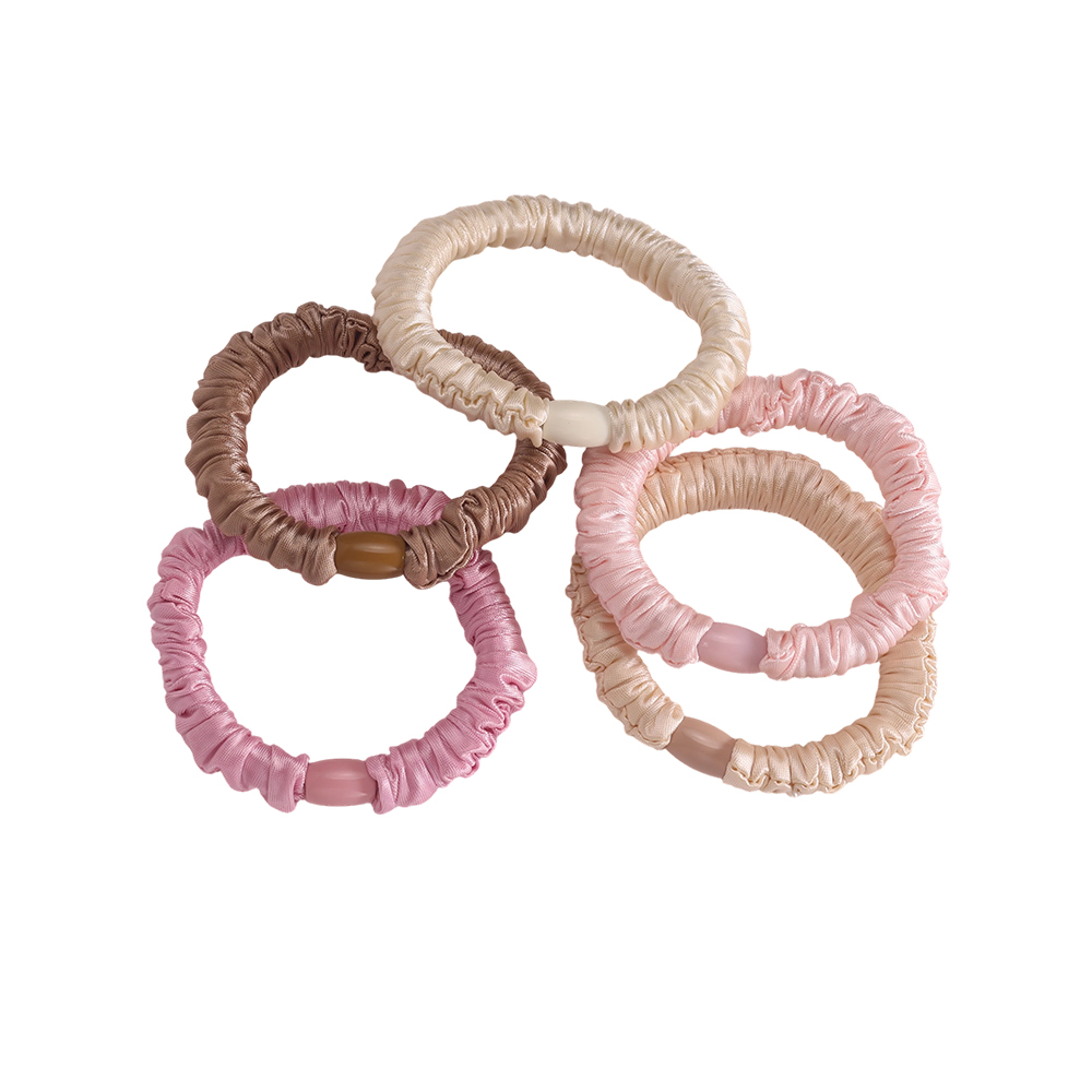 5 Stk. pastellige Farben Pastel fein Satin Scrunchie Set  