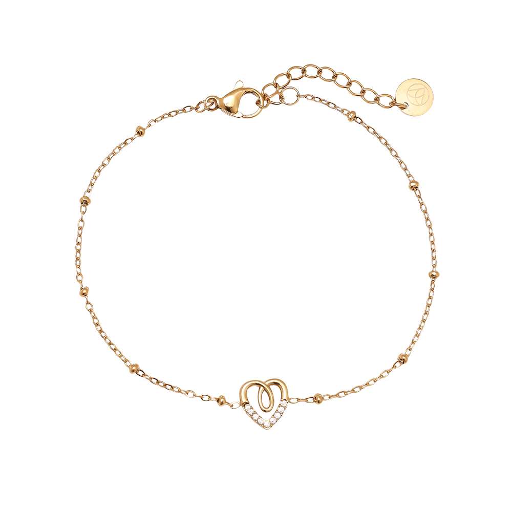 Edelstahl Armkette 17cm Sweet Diamond Heart