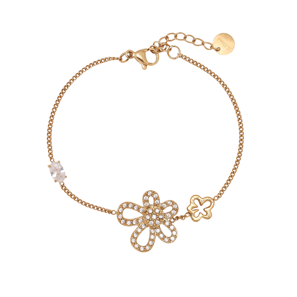 Edelstahl Armkette 17cm Cool Diamond Flower