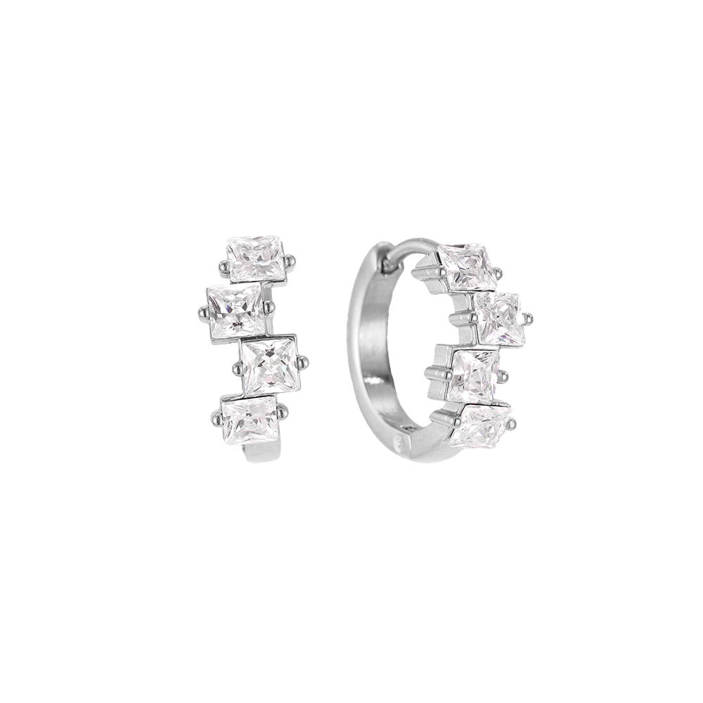 Edelstahl Ohrringe 15mm viele kleine Zirkonia