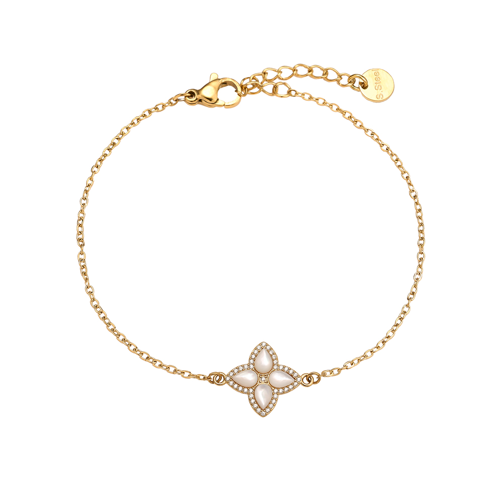 Edelstahl Armkette 15cm Nice Diamond Luckly Flower