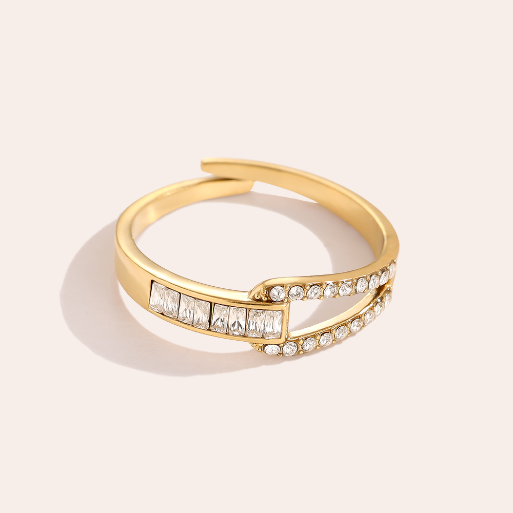Edelstahl Ring Verstellbarer Feiner Zirkonia