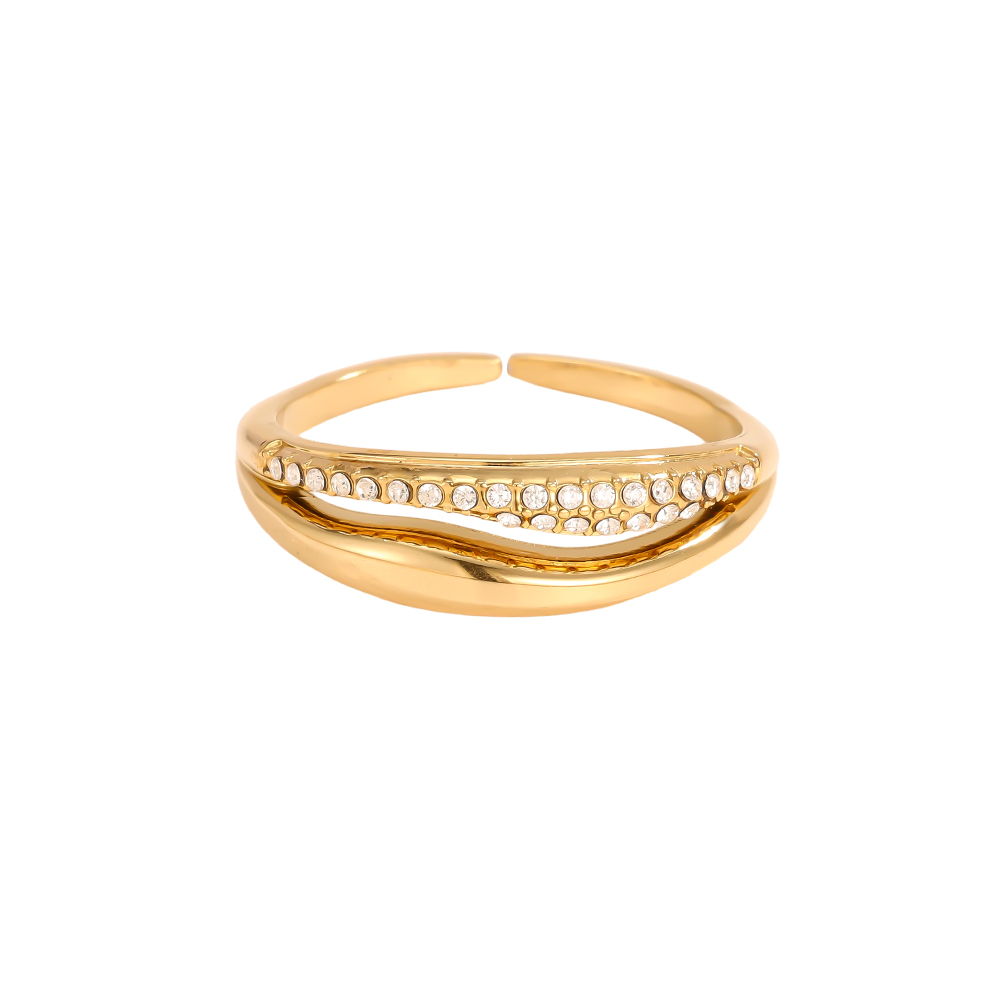 Edelstahl Ring Verstellbarer Doppel Zirkonia