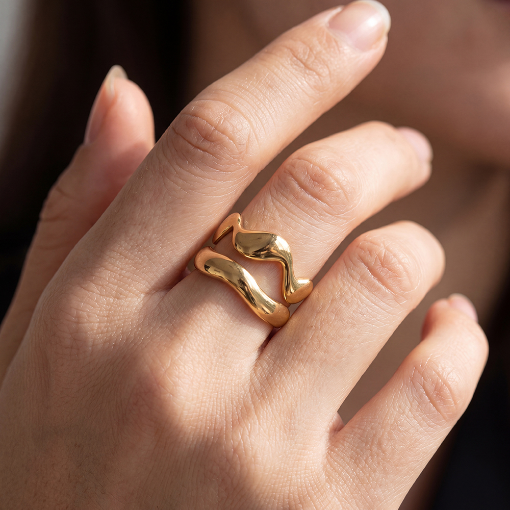 Edelstahl Ring Verstellbarer zweireihiger