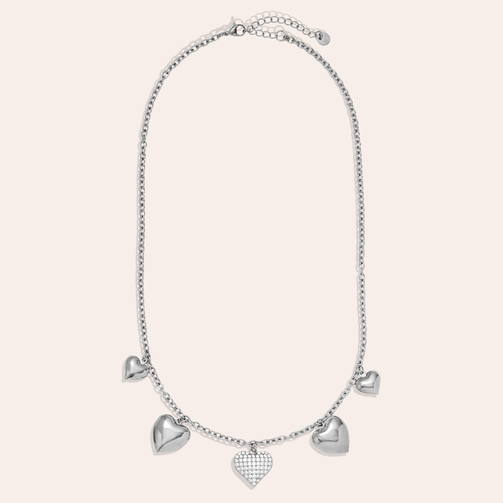 Edelstahl Halskette 45cm Many Great Hearts