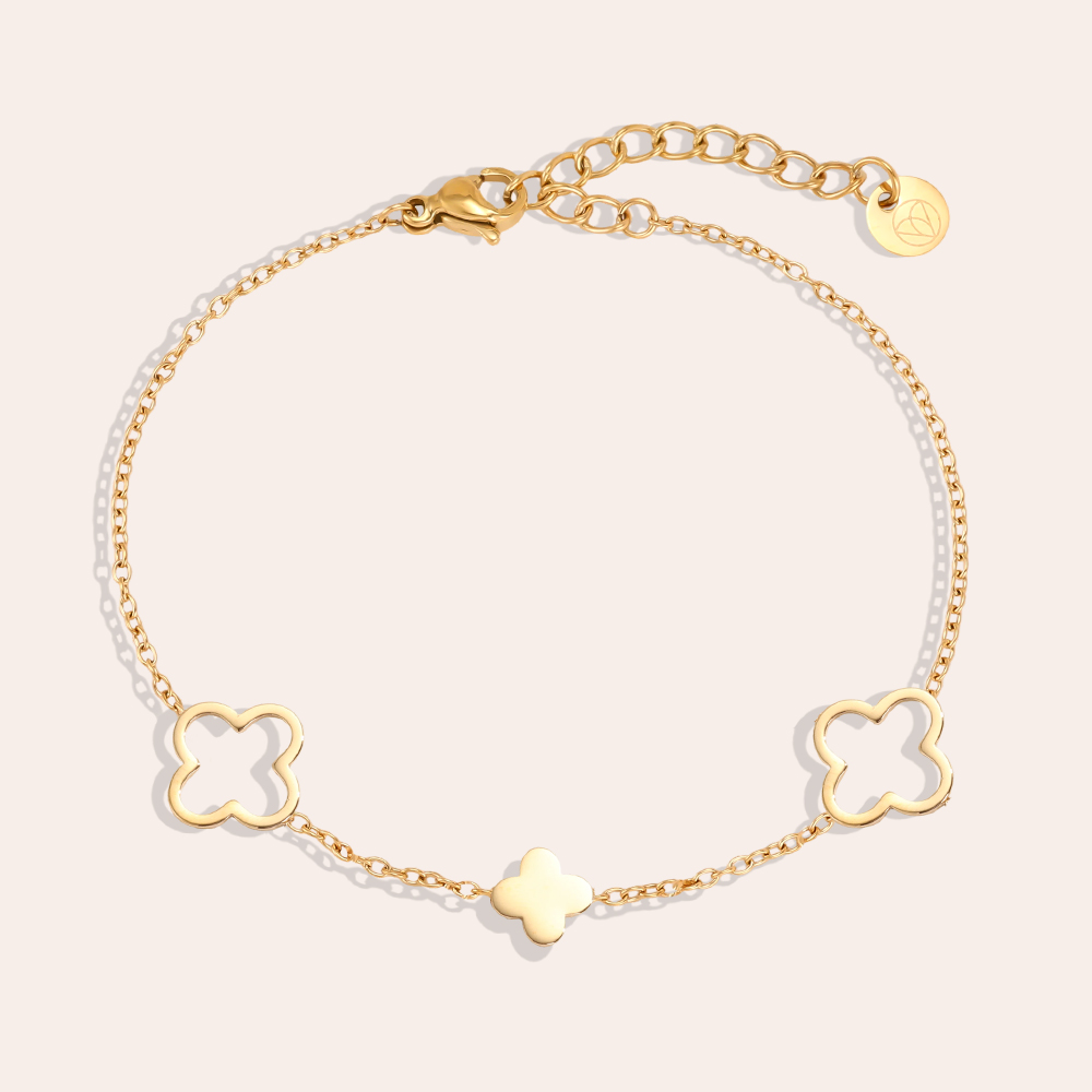 Edelstahl Armband 17cm drei schlichtes Kleeblatt  