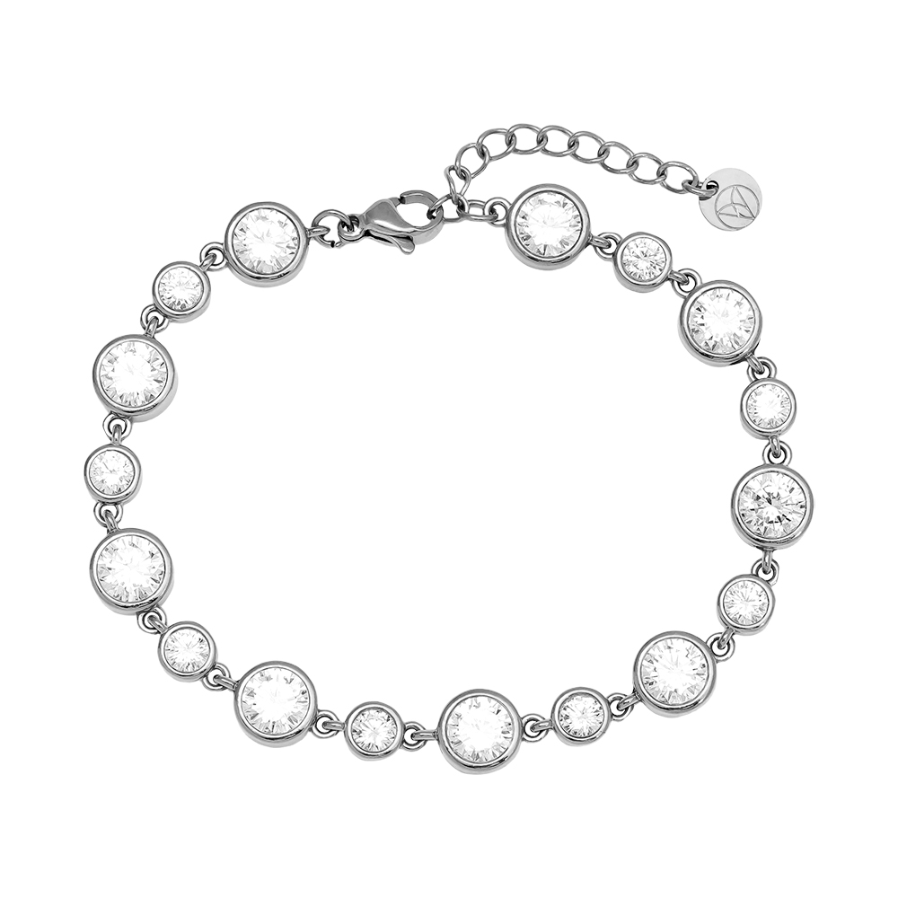 Edelstahl Armkette 16cm Fancy Round Diamond Chain