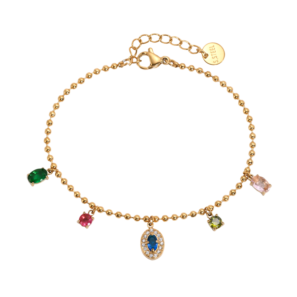 Edelstahl Armband 17cm funkelnde Verschiedene Zirkonia  