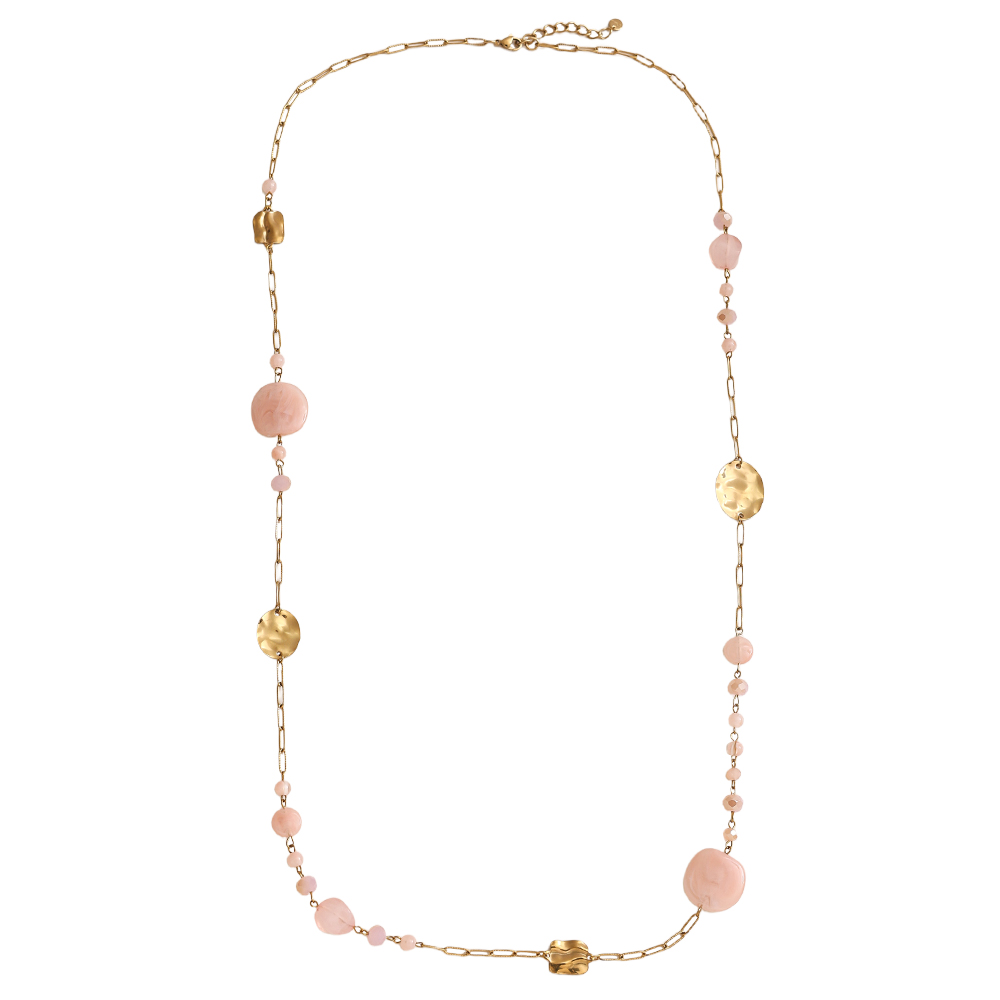 Edelstahl Halskette 101cm Kristallplättchen und goldenes Plättchen