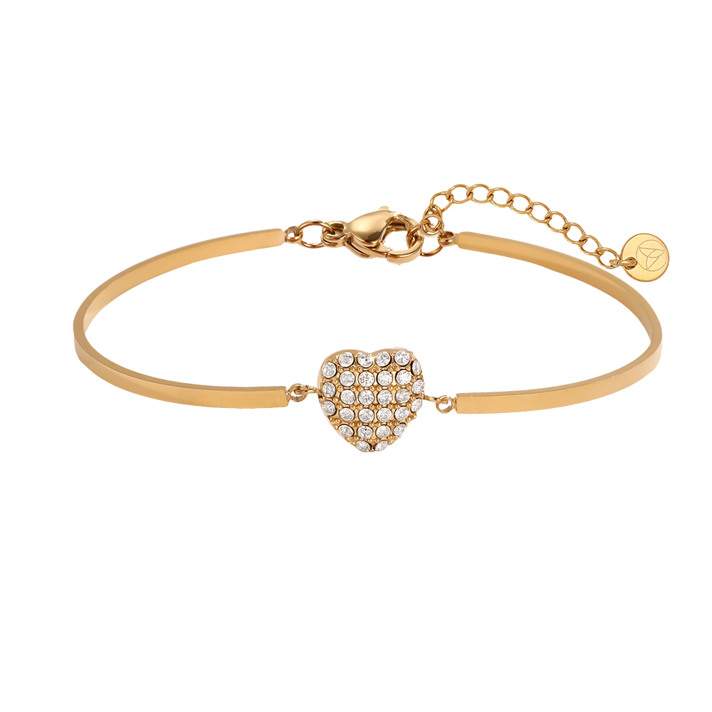 Edelstahl Armband Verstellbarer zwillingsreifen Herz Strassstein  